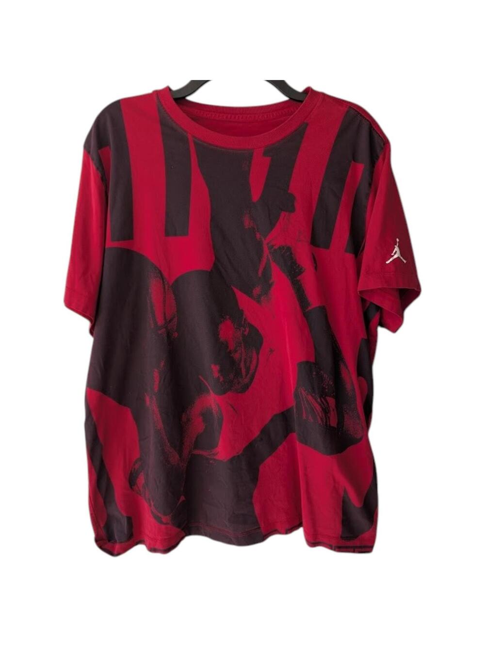 Jordan T-shirt Mens XL Bred Stripe Red Black Vertical Optical Jumpman Air Tee